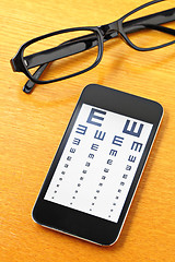 Image showing Eyechart on mobile with glasses