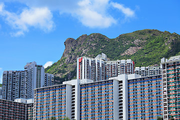 Image showing Hong Kong Housing under mountain Lion Rock 