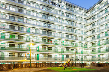 Image showing Public housing in Hong Kong at night 