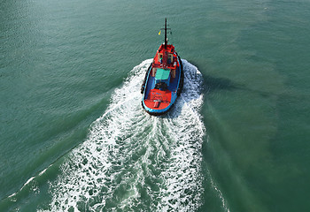 Image showing Moving bost on sea