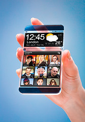 Image showing Smartphone with transparent screen in human hands.