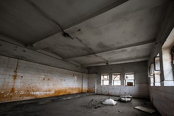 Image showing Old tiled wall of an industrial building