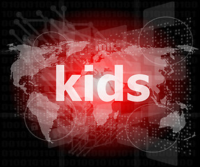 Image showing kid word on a virtual digital background, raster