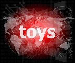 Image showing Marketing concept: words toys marketing on digital screen