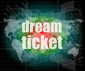 Image showing business concept: words dream ticket on digital screen