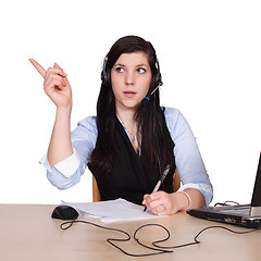 Image showing Young woman with headset