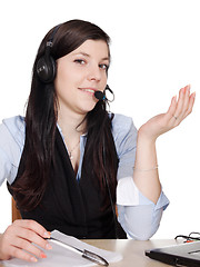 Image showing Young woman with headset