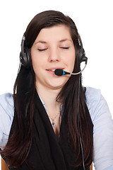 Image showing Young woman with headset