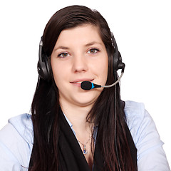 Image showing Young woman with headset