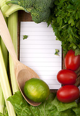 Image showing vegetables on wooden background