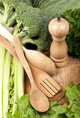 Image showing vegetables on wooden background