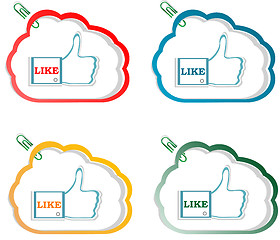 Image showing social media sharing icon set - Like hand in speech bubble