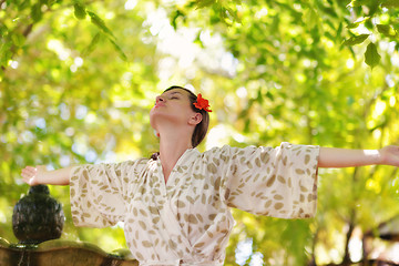 Image showing spa treatment at tropical resort