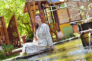 Image showing spa treatment at tropical resort