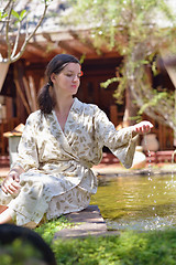 Image showing spa treatment at tropical resort