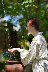 Image showing spa treatment at tropical resort