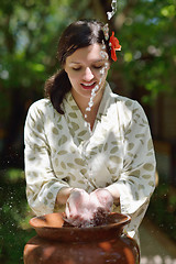 Image showing spa treatment at tropical resort