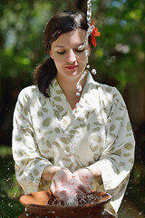 Image showing spa treatment at tropical resort