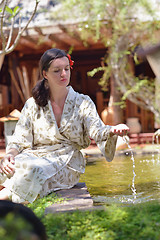 Image showing spa treatment at tropical resort