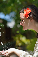 Image showing spa treatment at tropical resort