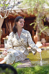 Image showing spa treatment at tropical resort