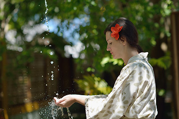 Image showing spa treatment at tropical resort