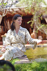 Image showing spa treatment at tropical resort