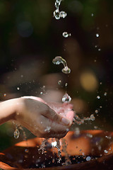 Image showing splashing fresh water on woman hands