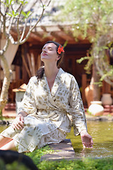 Image showing spa treatment at tropical resort