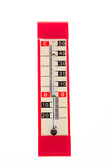 Image showing red plastic retro thermometer