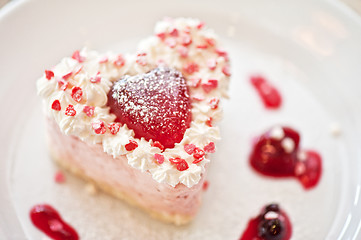 Image showing heart-shaped valentine cake