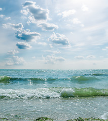 Image showing stormy sea and cloudy sky