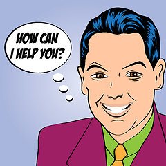 Image showing smiling businessman, pop art style illustration