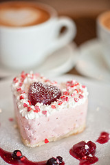 Image showing heart-shaped valentine cake