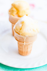 Image showing Mango ice cream cones