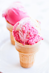 Image showing Raspberry and vanilla ice cream