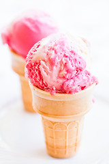 Image showing Raspberry and vanilla ice cream