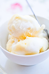 Image showing Vanilla ice cream in bowl