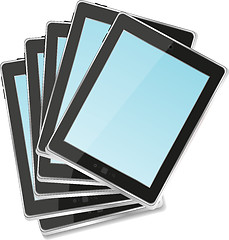 Image showing Black abstract tablet pc set on white background