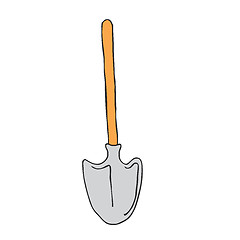 Image showing cartoon shovel garden spade bucket art drawing black old vector 