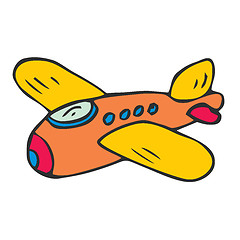 Image showing plane cartoon airplane air aeroplane aircraft cute funny toy iso