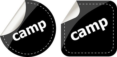 Image showing camp word stickers set, web icon button