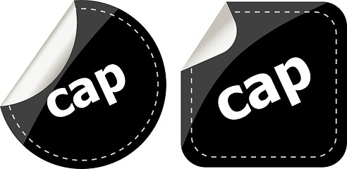 Image showing cap word stickers set, web icon button