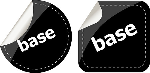 Image showing base word on black stickers button set, business label