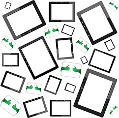 Image showing Set of tablet pc computers with blank screen on white background