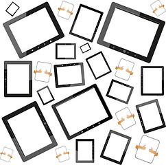 Image showing Set of tablet pc computers with blank screen on white background