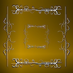 Image showing Illustration the luxury gold pattern ornament borders of black background
