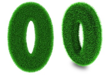 Image showing Number zero made of grass