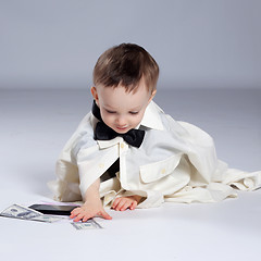 Image showing Toddler boy businessman