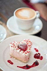 Image showing heart-shaped valentine cake